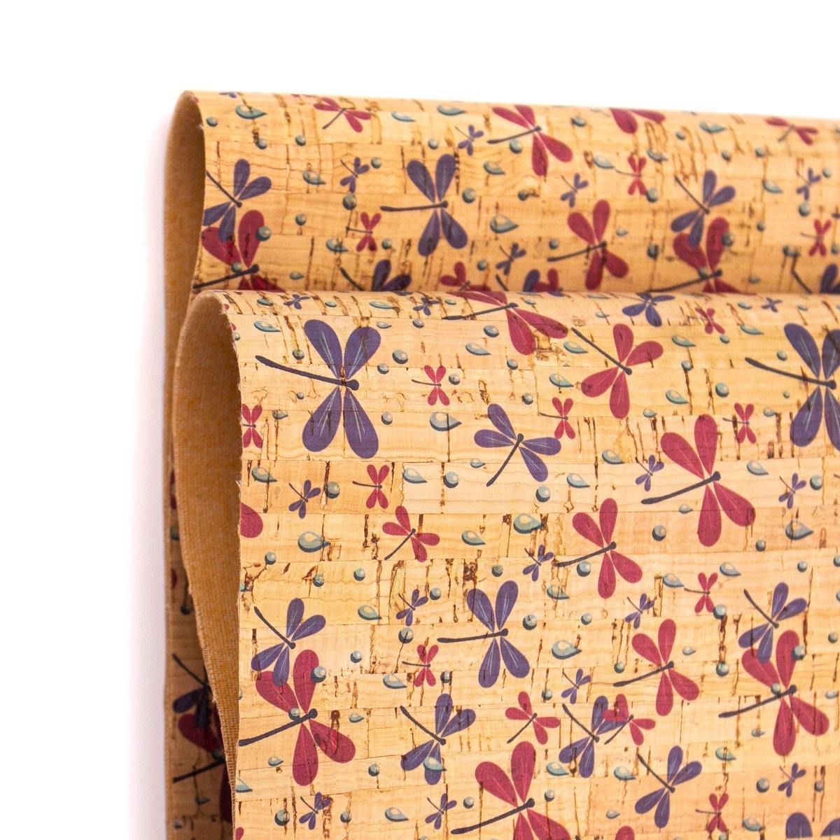 Cork fabric small dragonfly pattern COF-280