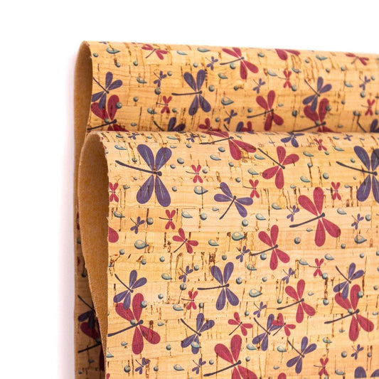 Cork fabric small dragonfly pattern COF-280