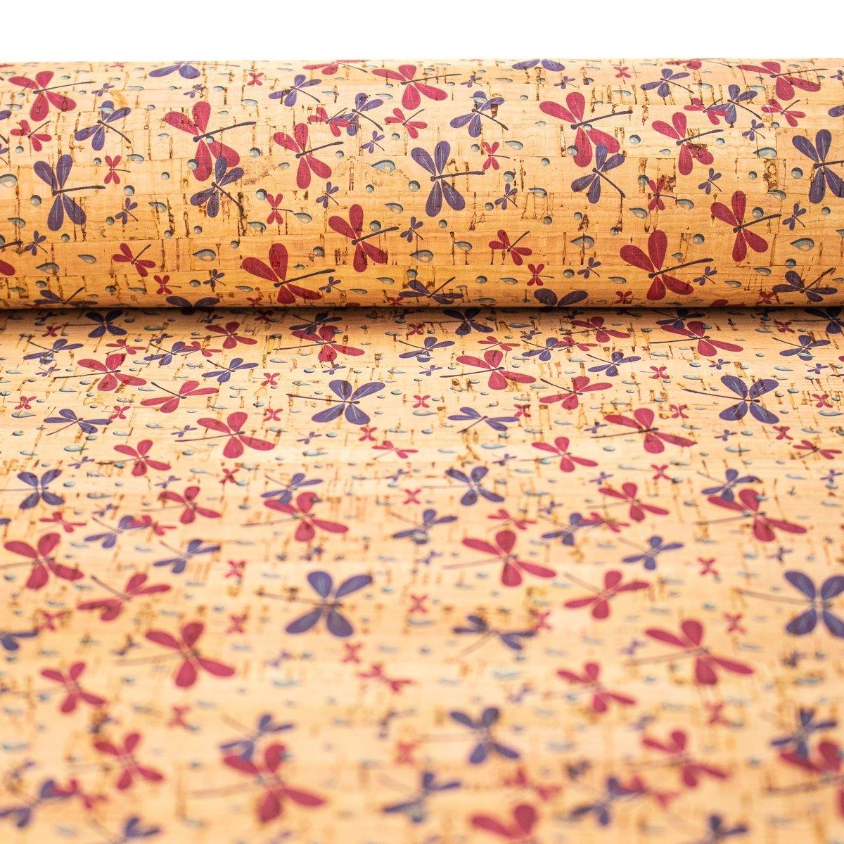 Cork fabric small dragonfly pattern COF-280