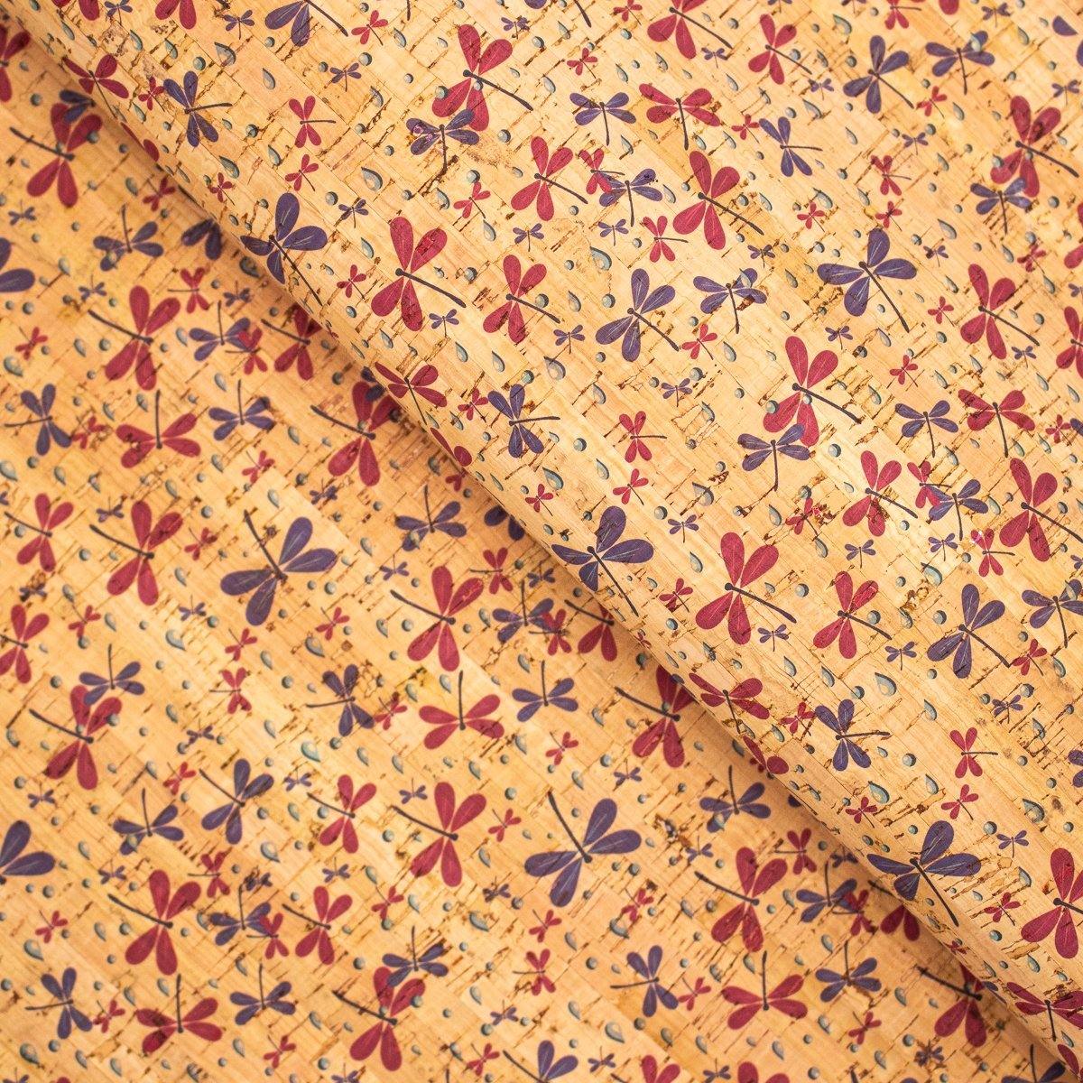 Cork fabric small dragonfly pattern COF-280
