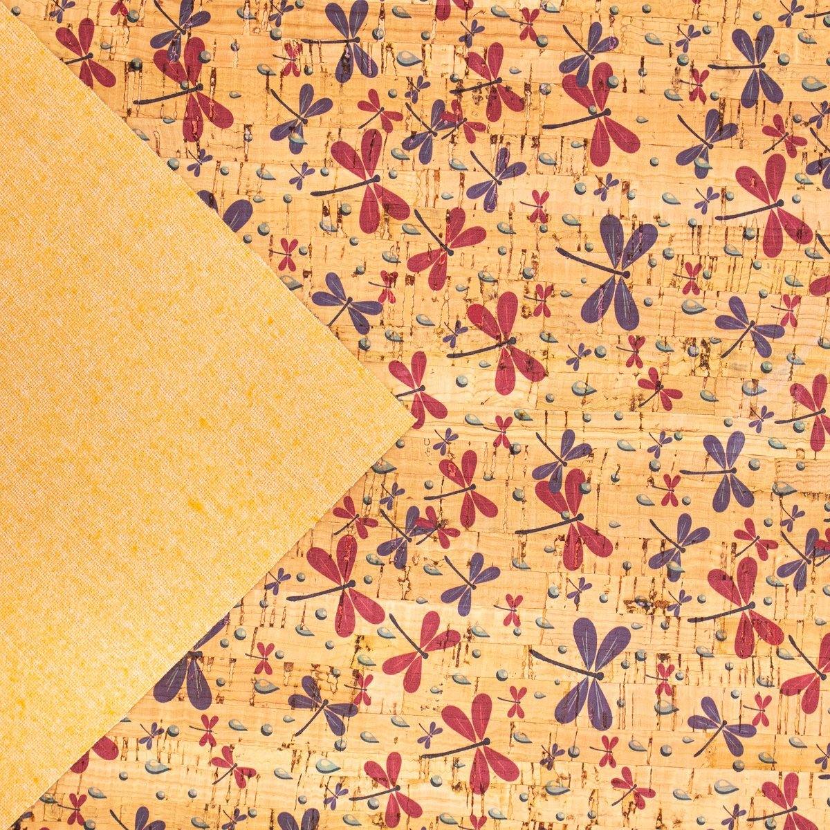 Cork fabric small dragonfly pattern COF-280