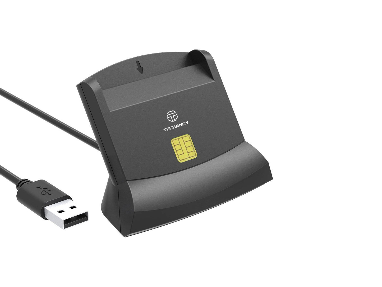 Techancy Leitor de cartão inteligente MI0630, interface USB 2.0, suporta vários tipos de cartões, compatível com vários sistemas, preto