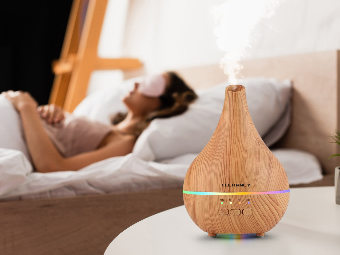 Difusor de aromaterapia Techancy, LD3914, com função humidificadora, acabamento em madeira