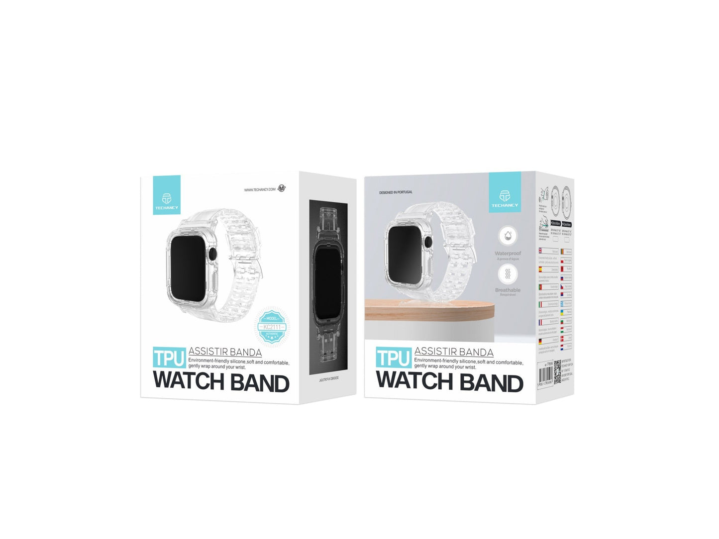 Pulseira de silicone para relógio Techancy, KC2111, compatível com Apple Watch 38-40 mm, Preto