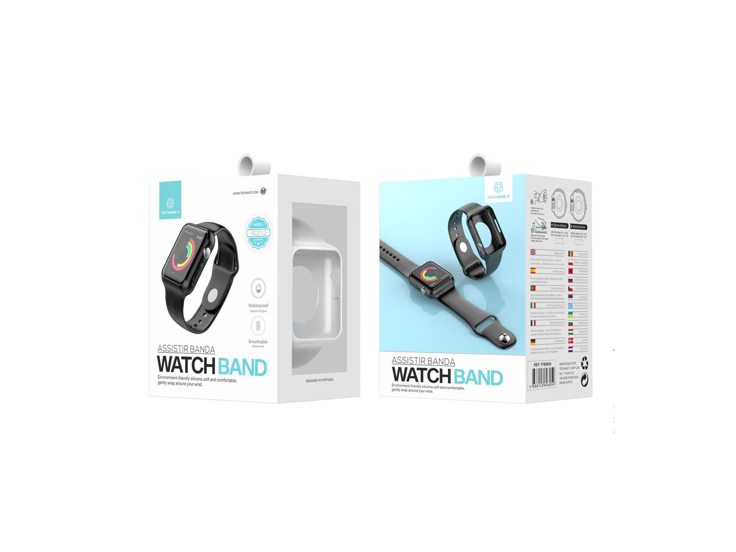 Pulseira para relógio totalmente adesiva Techancy, KC2112, compatível com Apple Watch 38-40 mm, Branco