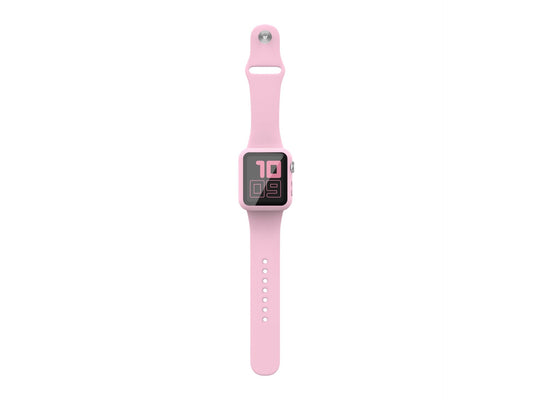 Pulseira de silicone para relógio Techancy, KC2115, com protetor de ecrã, compatível com Apple Watch 38 mm, rosa