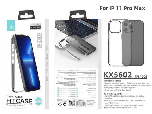 Capa transparente para telemóvel Techancy New Acrylic, KX5602, compatível com iPhone 11 Pro Max, transparente + Preto