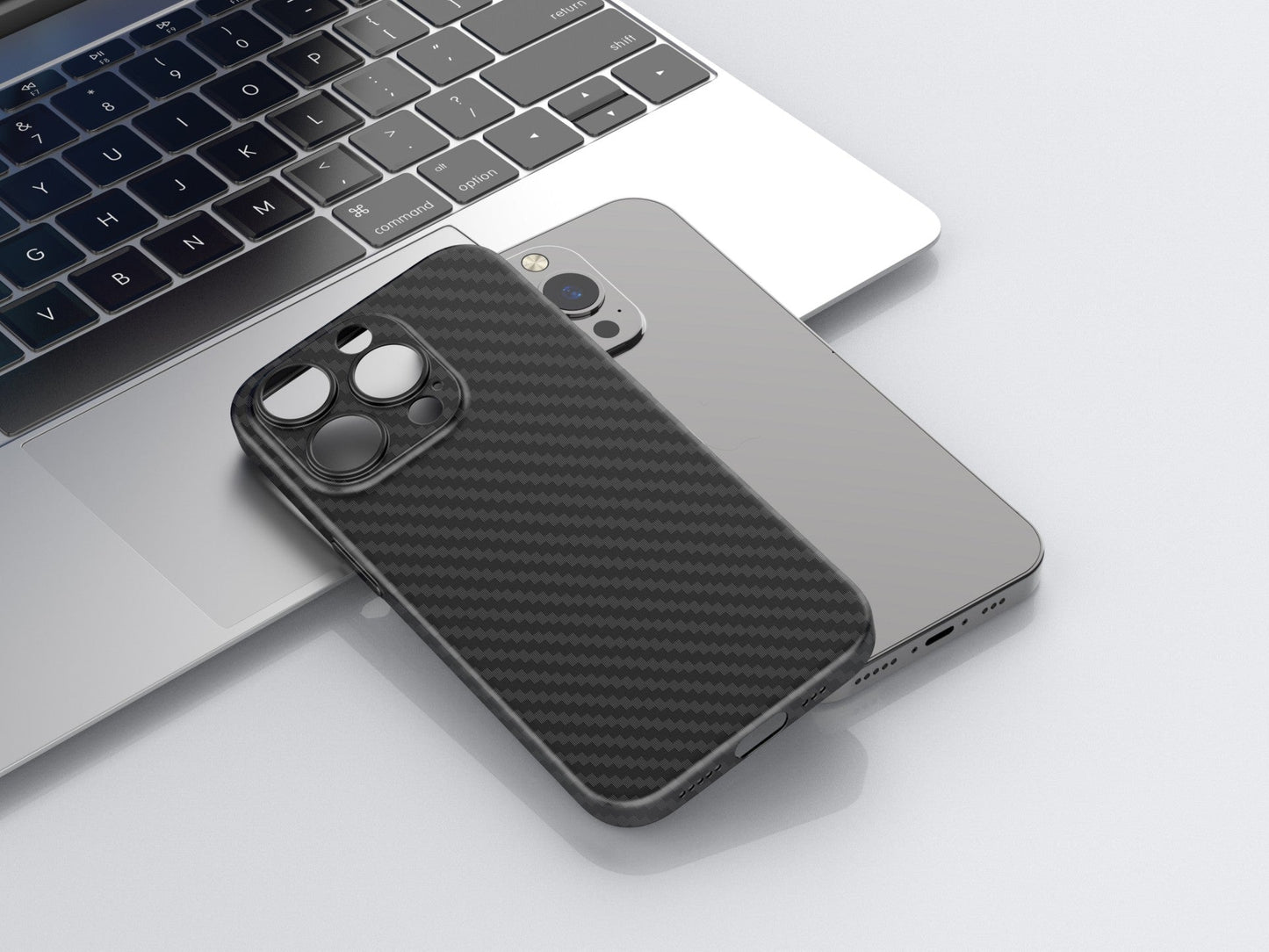 Techancy Capa Para Telemóvel Ultra Fina Em Fibra De Carbono KX5603, Compatível Com Iphone 15, Material Pp De 0,5 Mm.